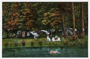 Camping i USA, ca. 1910 (tryk) af Unbekannter Künstler