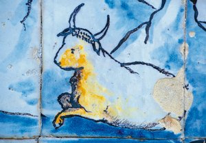 Kvæg, azulejos fliser, Palace of Marquises of Fronteira, Lissabon, Portugal Detail af Benjamin Baud