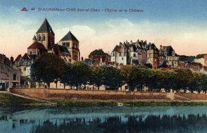 Centre, Loir et Cher (41), Saint Aignan sur Cher (Saint-Aignan-sur-Cher): udsigt over byen med kirken og slottet - Postkort slutningen af det 19.-20. århundrede af Unbekannt
