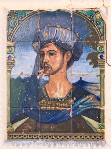 Keramikfliesenmalerei auf Casa del Rey Moro, dem Haus des Maurenkönigs, Ronda, Provinz Malaga, Spanien