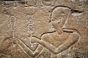 Cæsarion giver ofringer til Horus og Isis, detaljer, midten af 1. århundrede f.Kr af Unbekannter Künstler