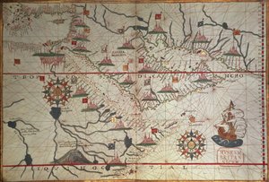 Kort over Arabien og det østlige Middelhav, del af et Portolan-atlas, ca. 1650 (pen og blæk på papir) af Unbekannter Künstler