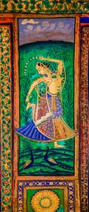 Chittra Sala gårdhave med virtuose fine malerier, Taragarh Fort, Bandi, Bandi, Rajasthan, Indien, Asien (Foto) af Unbekannter Künstler