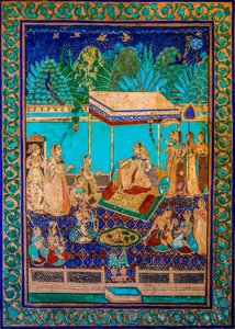 Chittra Sala gårdhave med virtuose fine malerier, Taragarh Fort, Bandi, Bandi, Rajasthan, Indien, Asien (Foto) af Unbekannter Künstler