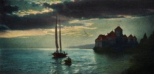 Château de Chillon - slottet ved Genevesøen (nær Montreux) (postkort) af Unbekannter Künstler
