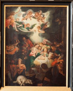 Kirke (Vor Frue af Tongre-basilikaen). Indre. Triptich. Fødslen. af Unbekannter Künstler