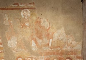 Kirke (Église Saint-Martin). Interiør. Vægmalerier (fresko). Skibets vestmur. Detalje. Apostle. 12. århundrede. af Unbekannt