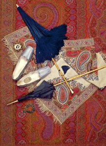 Kostumetilbehør 1845-70, inklusive sko fra Slade of Cheltenham og smykker af Unbekannt