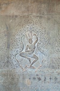 Dansende Apsara-relief på den ydre vestlige mur, Angkor Wat, Cambodja (foto) af Unbekannter Künstler