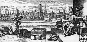 Danzig / Gdansk - udsigt over byen, ca. 1700 (kobberstik) af Unbekannter Künstler