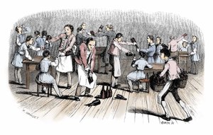Tegneseriens begyndelse: stik fra "Nouveaux voyages en zig-zag" af Rodolphe Topffer (1799-1846) af Unbekannter Künstler