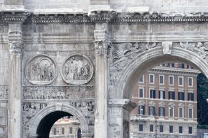 Detalje fra Konstantinbuen, bygget i 315 e.Kr. (foto) af Unbekannt
