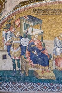 Detalje af guvernør Quirinius i scenen for indskrivningen til beskatning, Chora kirke, Istanbul, Tyrkiet af Unbekannter Künstler
