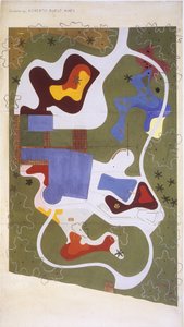 Tegning af en have skabt af Roberto Burle Marx/landskabskunstner/maler/botaniker/skulptør/musiker af Unbekannt
