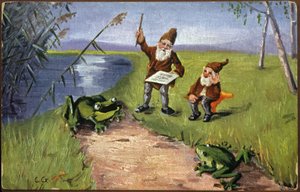 Dværge og frøer, ca. 1910 (Postkort) af Unbekannter Künstler