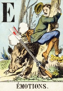 E : Følelser - Jagtalfabetet, ca. 1890 (gravering) af Unbekannt