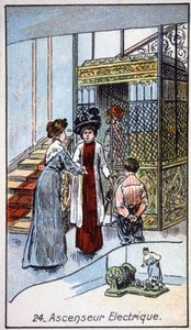 Elektrisk elevator, ca. 1910 (illustration) af Unbekannter Künstler