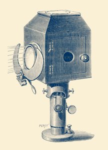 Elektrisk lampe, der bruges til at oplyse en person på scenen af Unbekannter Künstler