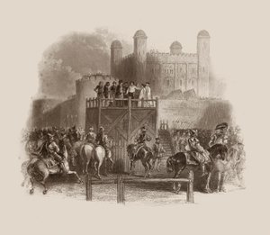 Henrettelsen af John Dudley i 1553 (kobberstik) af Unbekannter Künstler