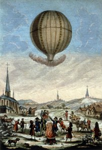 Første Montgolfier-ballonopstigning i Annonay af Unbekannter Künstler