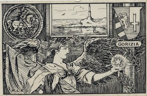Første Verdenskrig (1914-1918): Italiensk patriotisk postkort for Gorizias tilknytning til Italien af Unbekannter Künstler