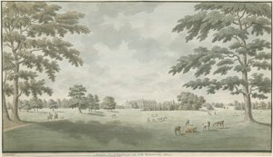 Fisherwick Hall: vandfarvetegning, 1786 af Unbekannt