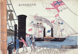 Udenlandske dampskibe, Nagasaki, japansk af Unbekannter Künstler