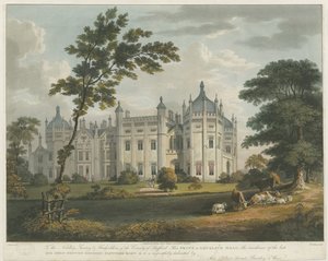 Forton - Aqualate Hall: tonet akvatintegravering, nd [c 1814] af Unbekannt