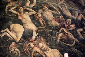 Frankrig, Tarn, Albi, Cathedrale Sainte-Cecile, fresko af den sidste dom, - (1474-slutningen af det 15. århundrede), nedstigningen til underverdenen, detaljer af Unbekannt