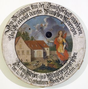 Frankiske Museum Feuchtwangen Mellemfrankiske Bayern Tyskland skyttemålsamling bryllupsmål fra 1756 med gudinden Fortune af Unbekannt