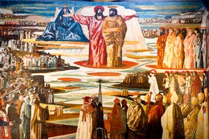 Fresko i bebudelsen romersk-katolske basilika, Nazareth, Galilæa, Israel. (Foto) af Unbekannt