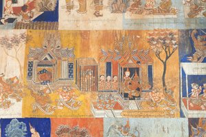 Fresker, der pryder væggene i Wat Bo, skildrer scener fra Reamker, Siem Reap, Cambodia (foto) af Unbekannter Künstler