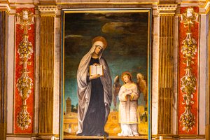 Fresker med bibelske motiver, Monte Oliveto Maggiore Abbey, nær Buonconvento, Toscana, Italien, Europa af Unbekannter Künstler