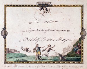 Frontispice af duet If that gud, der hersker over stjernerne af Giovanni Simone Mayr. af Unbekannter Künstler
