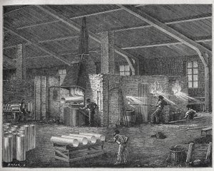 Glasfremstilling, ca. 1880 (gravering) af Unbekannter Künstler