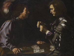Grammatica - The Gamblers (olie på lærred) af Unbekannter Künstler