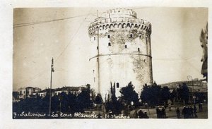 Grækenland, Saloniki (eller Thessaloniki): udsigt over Det Hvide Tårn - Postkort 1914-1918 af William M. Timlin