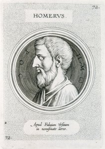 HOMER (9. århundrede f.Kr.). Græsk forfatter (gravering) af Unbekannter Künstler