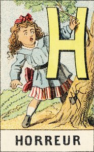 H: Horror - Indgravering taget fra ABCD af små piger. Pellerin & Cie, trykkeri-udgiver, Epinal, omkring 1890. Serie A. Mål: 19 x 13,5 cm. af Unbekannt
