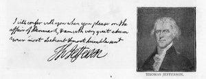 Håndskrift og underskrift fra et brev fra Thomas Jefferson til John Paul Jones, skrevet i Paris, 11. juli af Unbekannt