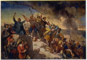 Historie. Tjekkiet (Bøhmen). Trediveårskrig. Forsvar af Prag foran den svenske hær ledet af Hans Christoff von Königsmarck, 25. juli af Unbekannter Künstler