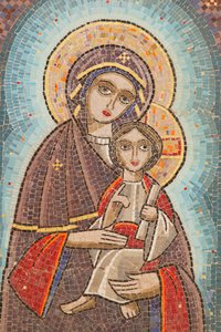 Holy Virgin og Saint John Kame koptiske klosterikon Egypten af Unbekannt