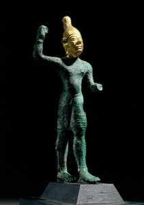 Idol af stormguden Baal, fra Syrien, bronzealder (ca. 1350-1250 f.Kr.) (bronze og guld) af Unbekannt