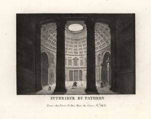 Det indre af Pantheon, der viser kuppelen og oculus, Rom af Unbekannt