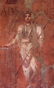 Italien: Det arkæologiske sted Pompeji ved foden af Vesuve: Murfresco af William M. Timlin