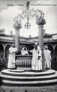 Italien, Firenze, Chartreuse af Galluzzo (Certosa del Galluzzo): brønden i det store kloster - Postkort slutningen af det 19.-20. århundrede af William M. Timlin
