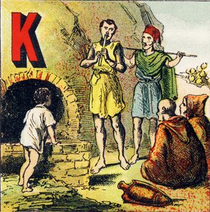 K: Kabylie. Kabylien er et land beliggende i Afrika. Det er beboet af kabyler - gravering udtrukket fra geografisk alfabet. Guerin-Muller et Cie, forlag, Paris af Unbekannt