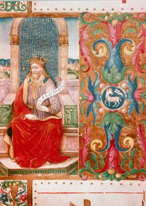 Kong Salomon på tronen oplyst lettrin fra manuskriptet Ms. K C 43, Firenze, Museo del 
