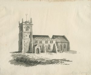 Kings Bromley Church: sepia tegning, nd [c 1770] af Unbekannt