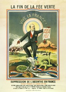 La fin de la fee verte, litografi, da absint blev forbudt i Frankrig i 1915 af Unbekannt